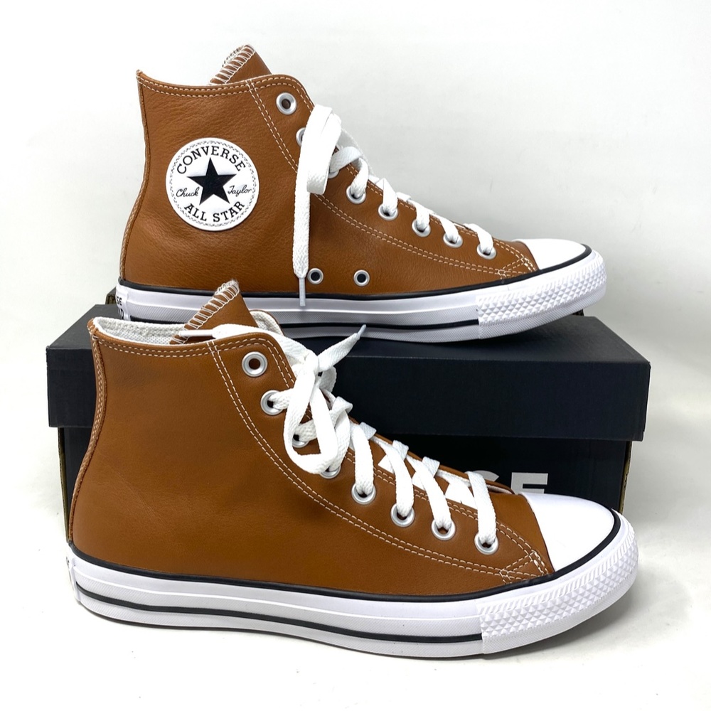 Converse Chuck Taylor High Leather Sneakers Warm Tan Casual Men's Size A07875C - Picture 3 of 10